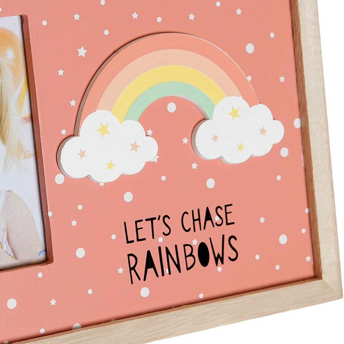 Fotorahmen DKD Home Decor Regenbogen Rosa Weiß Für Kinder Holz MDF (25 x 1 x 16 cm) (2 Stück)