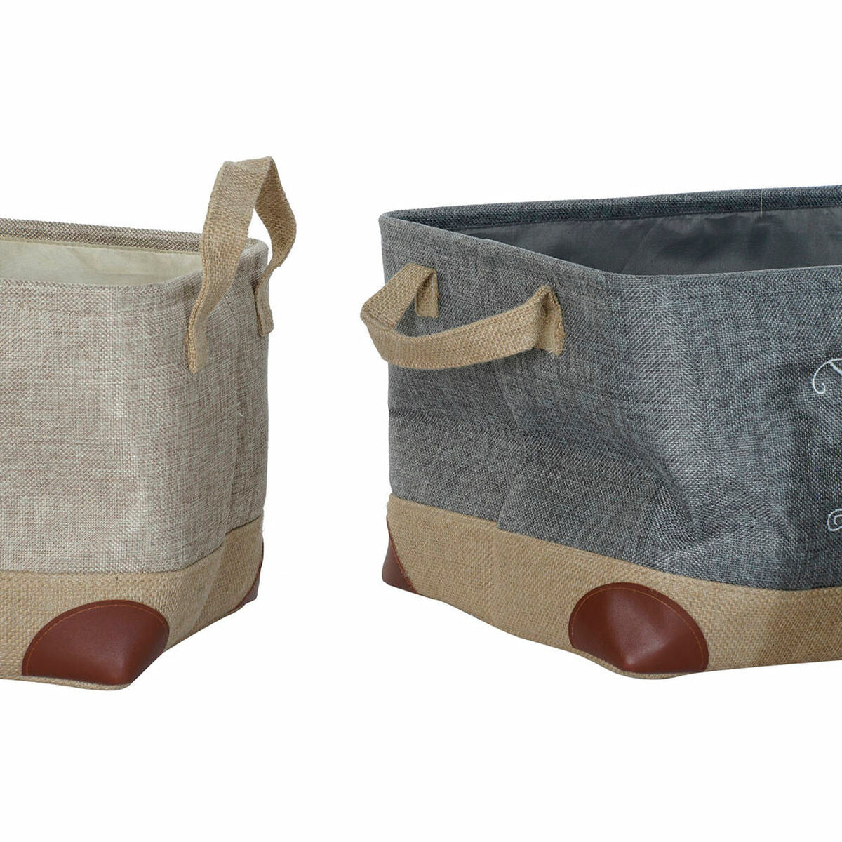 Mehrzweckkorb DKD Home Decor Beige Grau Hellbraun 40 x 30 x 24 cm Holz 3 Stücke (3 Stück)