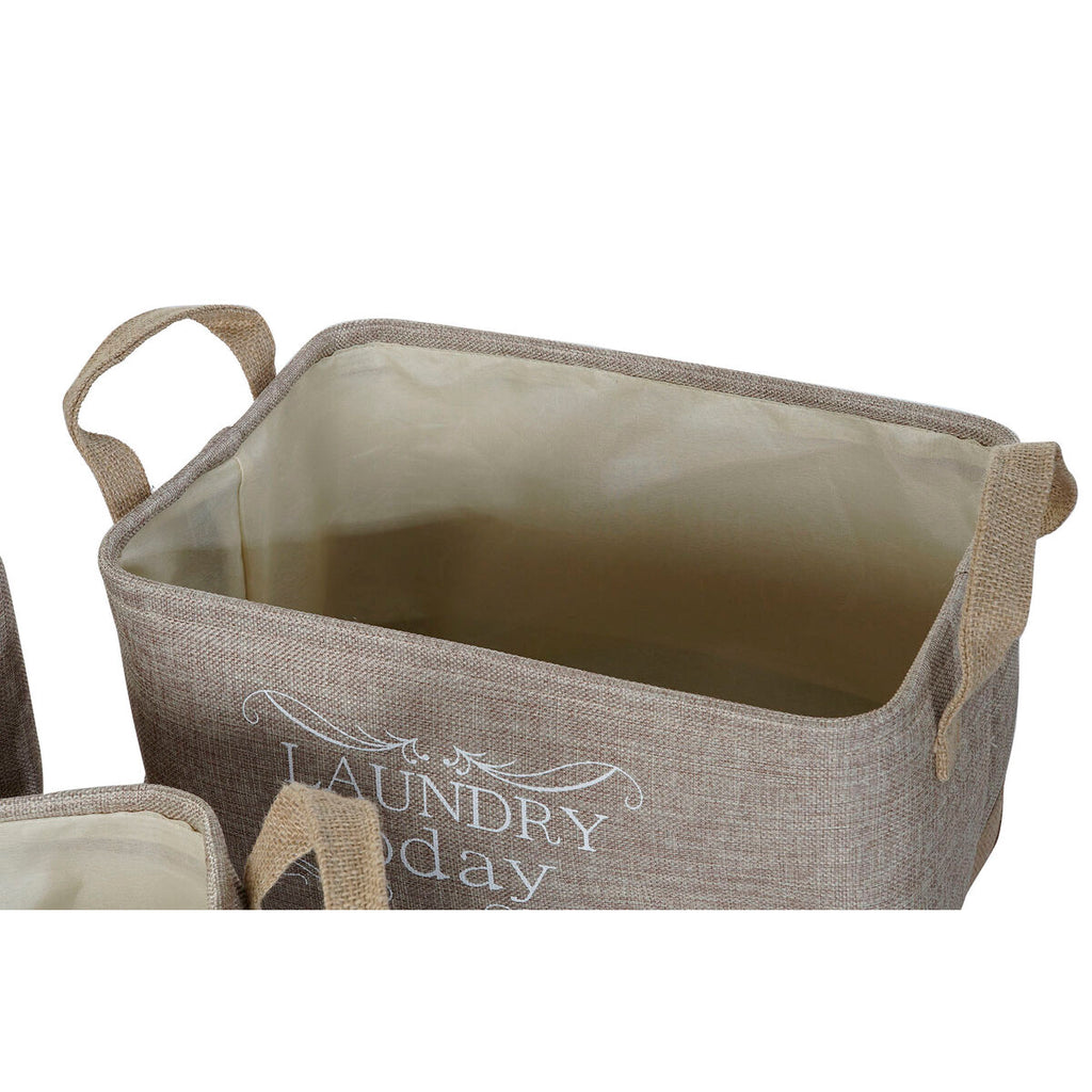 Mehrzweckkorb DKD Home Decor Beige Grau Hellbraun 40 x 30 x 24 cm Holz 3 Stücke (3 Stück)