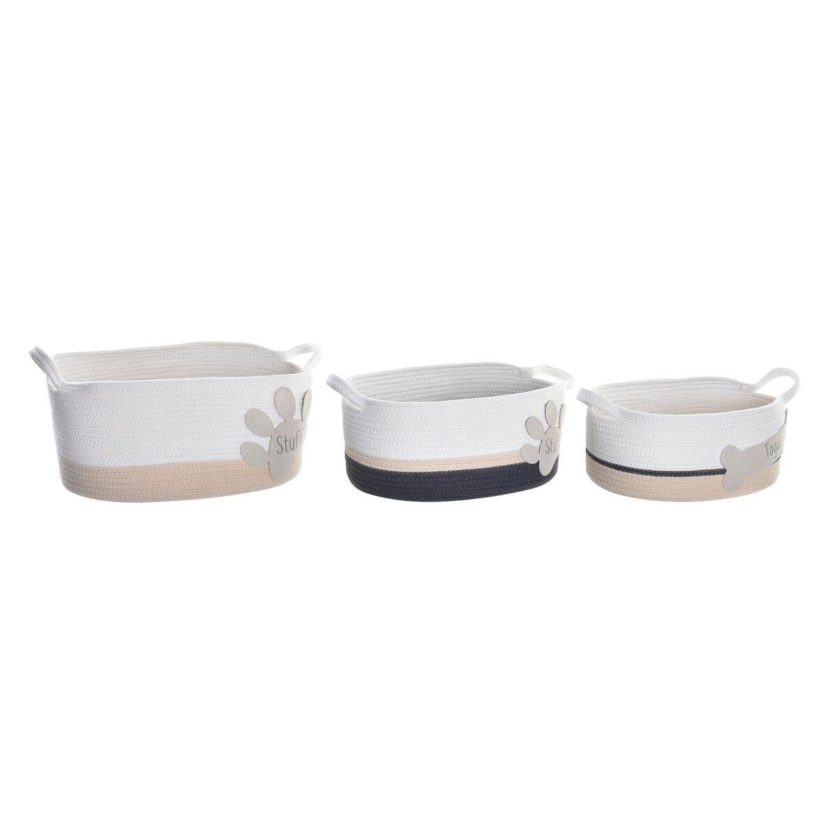 Korb-Set DKD Home Decor Weiß Grau Creme 60 x 31 x 25 cm 3 Stücke