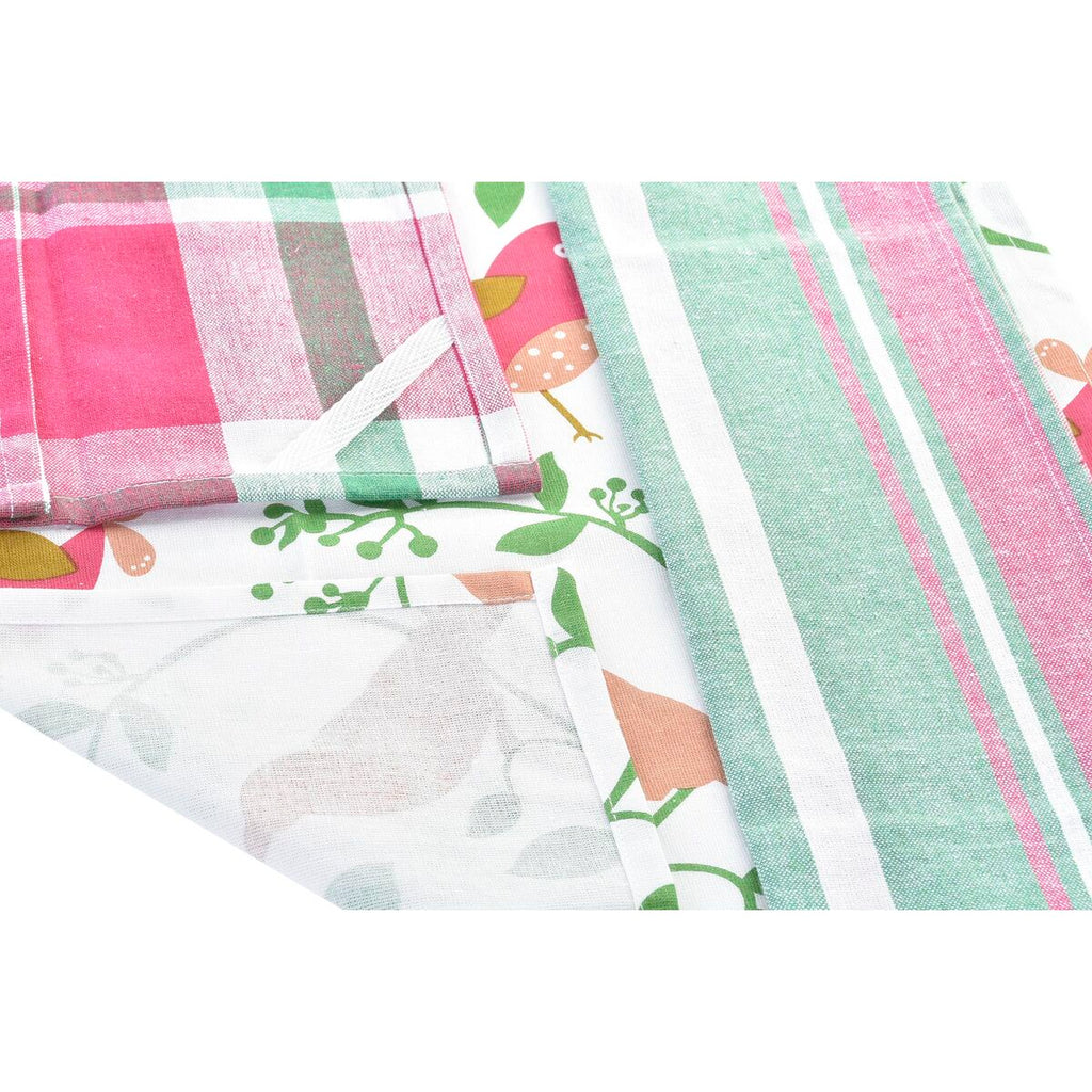 Tücher-Set DKD Home Decor Braun Rot grün Beige 60 x 0,5 x 40 cm Blomster Vögel
