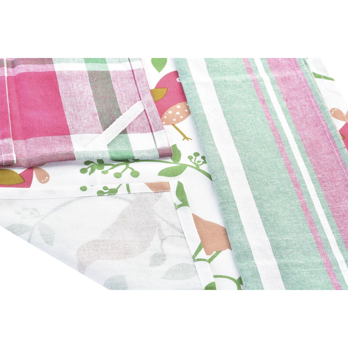 Tücher-Set DKD Home Decor Braun Rot grün Beige 60 x 0,5 x 40 cm Blomster Vögel