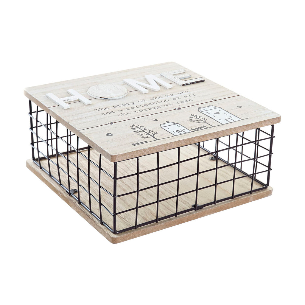 Dekorative Box DKD Home Decor Schwarz natürlich Metall Holz MDF
