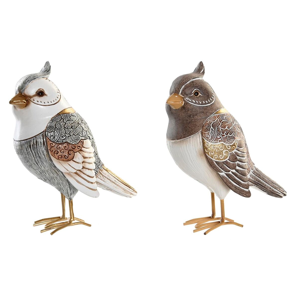 Deko-Figur DKD Home Decor Beige Weiß Harz Fugl Moderne (12,5 x 7 x 16 cm) (2 Stück)