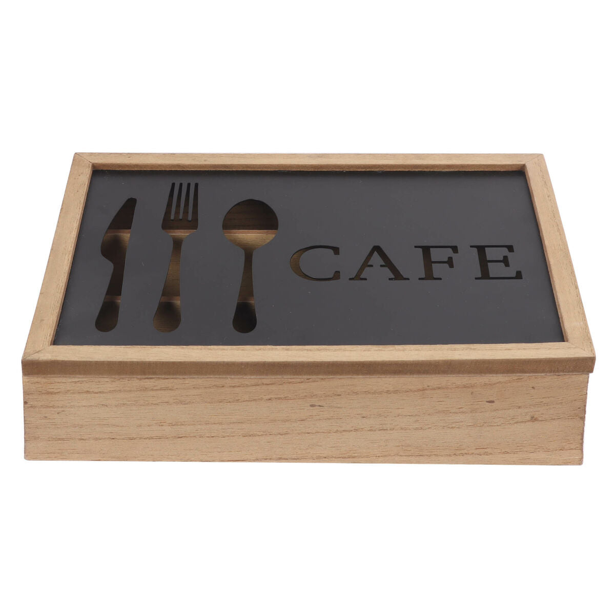 Besteckkasten DKD Home Decor Braun Schwarz Metall Holz MDF Vintage 25 x 18 x 6 cm