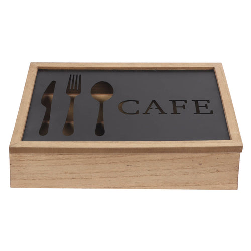 Besteckkasten DKD Home Decor Braun Schwarz Metall Holz MDF Vintage 25 x 18 x 6 cm