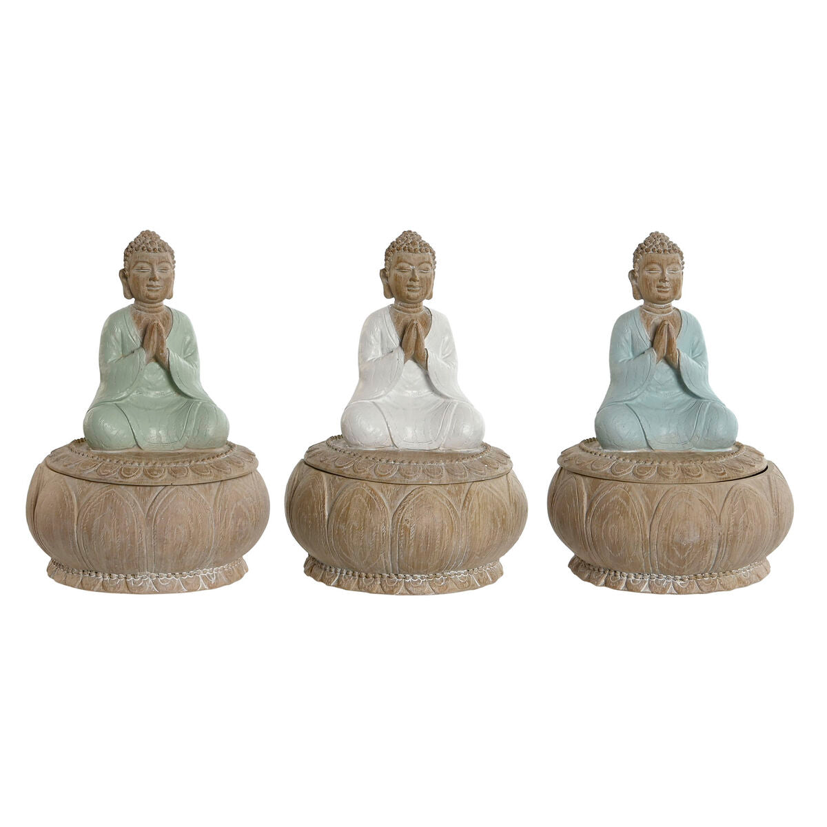 Deko-Figur Home ESPRIT Weiß grün türkis Orientalisch 11 x 11 x 15 cm (3 Stück)