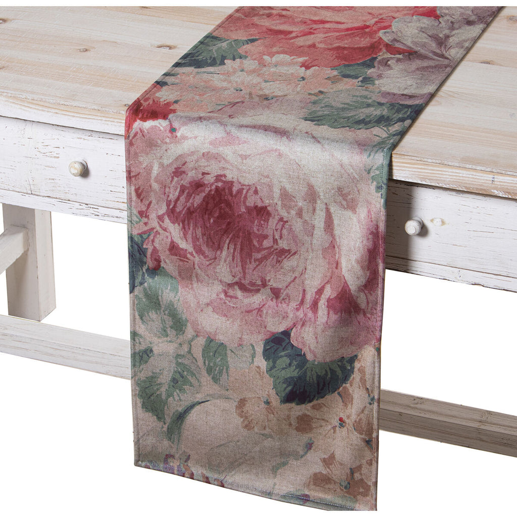 Tischläufer Alexandra House Living Rosa Textil Samt blumig
