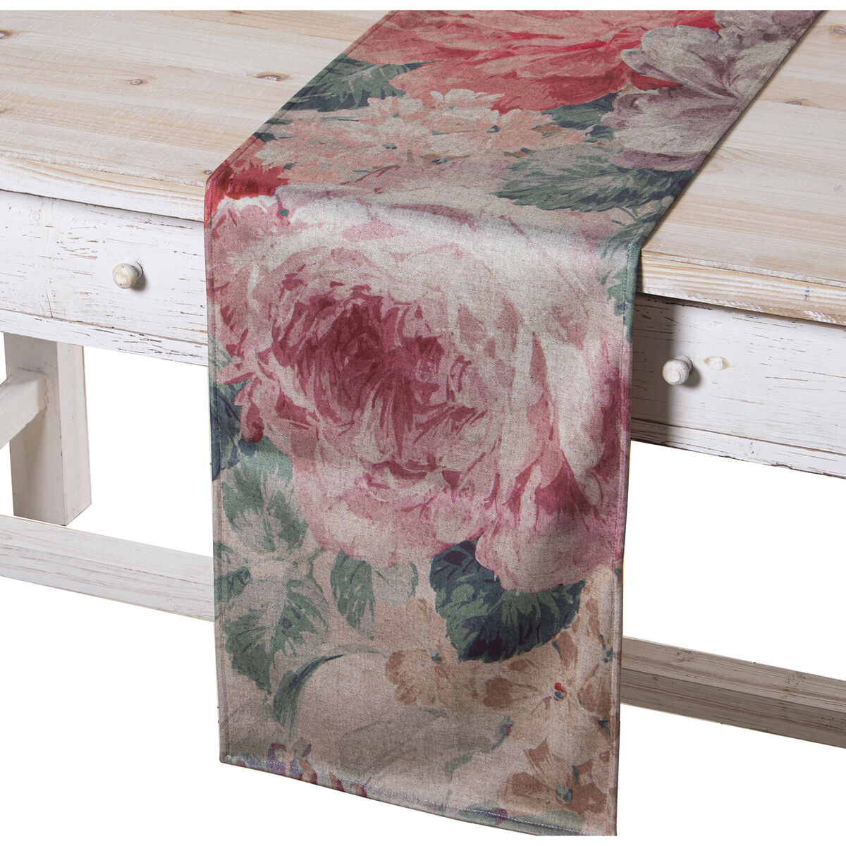 Tischläufer Alexandra House Living Rosa Textil Samt blumig