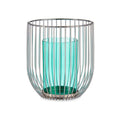Kerzenschale Gift Decor Blau Silberfarben Silber Metall Glas 15 x 17 x 15 cm Käfig