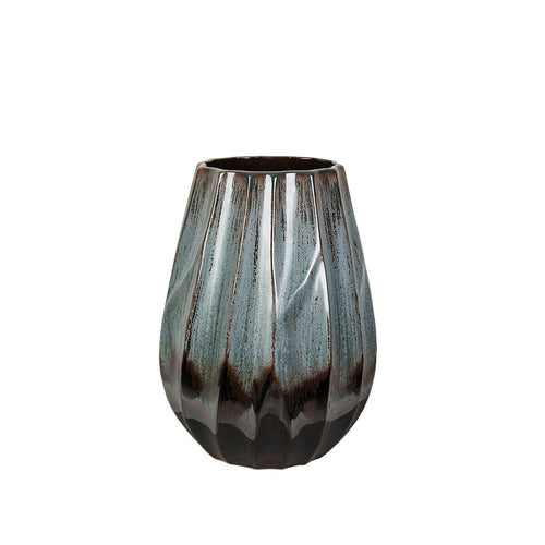 Blumenvase Romimex Blau Schwarz aus Keramik