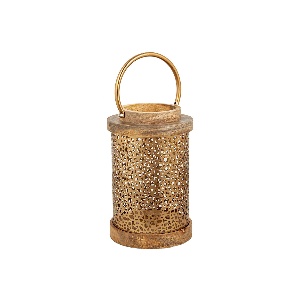 Laterne Romimex Braun Gold Holz Metall