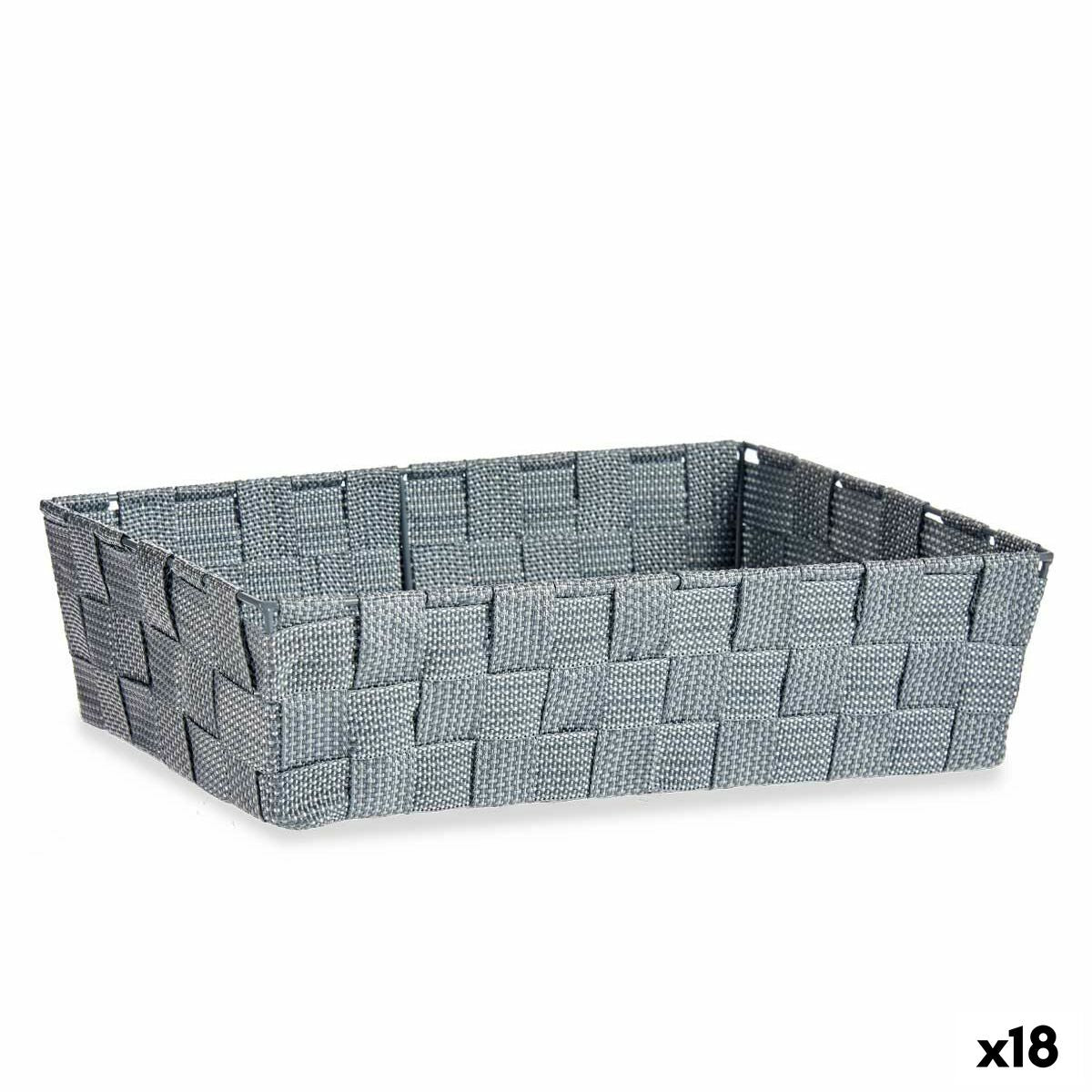 Mehrzweckkorb Kipit Grau Polyester Stoff Geflochten 3,8 L (18 Stück)