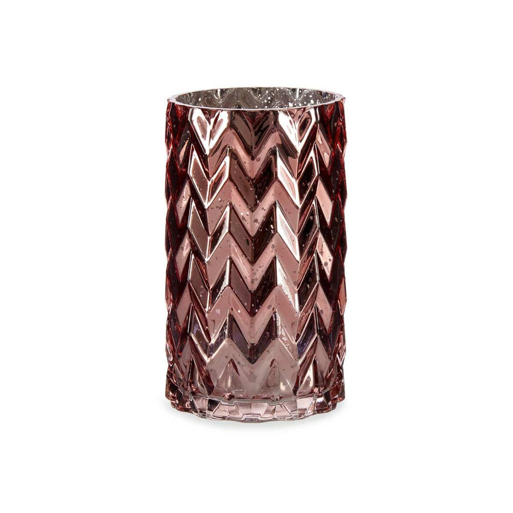 Vase Gift Decor Rosa Kristall Stachel Schnitzerei 11,3 x 19,5 x 11,3 cm (6 Stück)