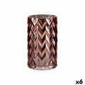 Vase Gift Decor Rosa Kristall Stachel Schnitzerei 11,3 x 19,5 x 11,3 cm (6 Stück)