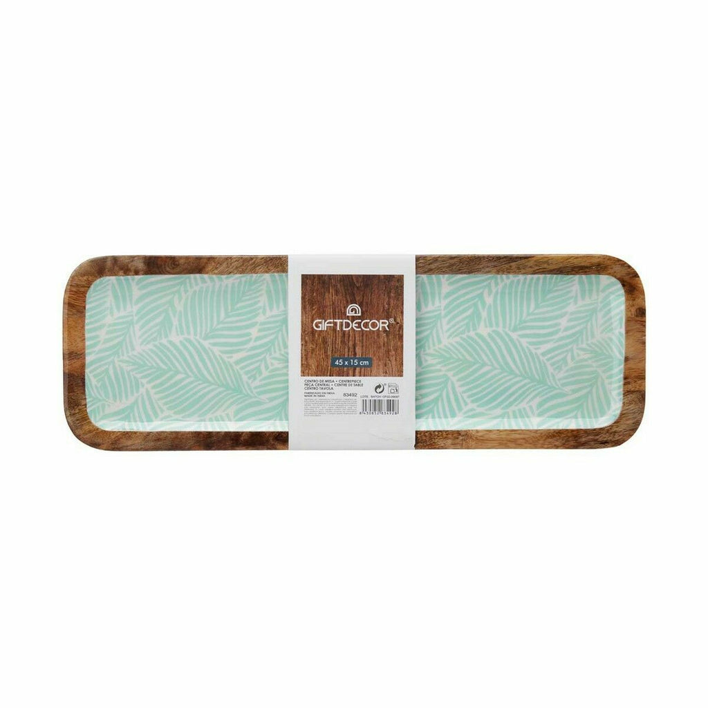 Tischdekoration Gift Decor Weiß Braun grün Polyester Harz Mango-Holz 45 x 15 cm 15,2 x 2,54 x 45,7 cm Pflanzenblatt (6 Stück)