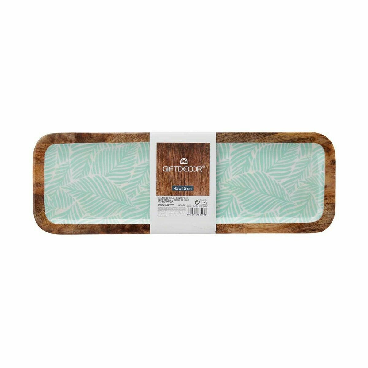 Tischdekoration Gift Decor Weiß Braun grün Polyester Harz Mango-Holz 45 x 15 cm 15,2 x 2,54 x 45,7 cm Pflanzenblatt (6 Stück)