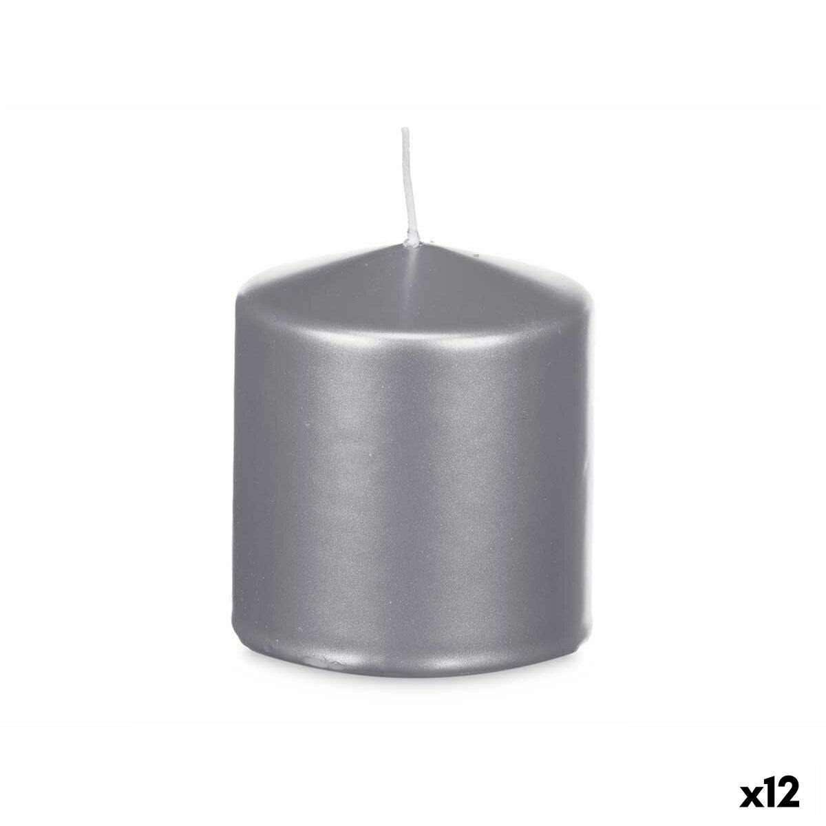 Kerze Acorde Silberfarben 9 x 10 x 9 cm (12 Stück)