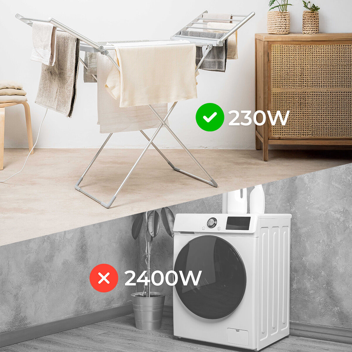Faltbarer elektrischer Wäscheständer mit Flügeln, Touchscreen, Timer und Temperaturregelung Warmmat InnovaGoods 230 W 20 Stäbe